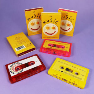 SIA Music cassette tape bundle on transparent red, transprent pink and solid ytape shells