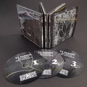 A triple set of six page CD digipaks with gloss lamination, booklets and 4/4 printing to cover the inner spines