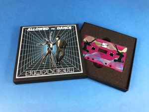 Allowed To Dance cassette tapes in printed matchboxes with custom foam inserts