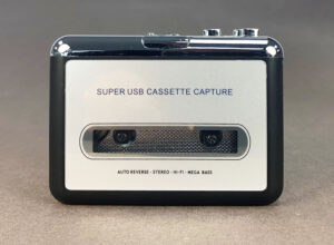 Portable stereo cassette tape player (front)