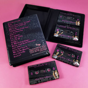 Double black cassette tape sets in black rave cases with full coverage on-body printing