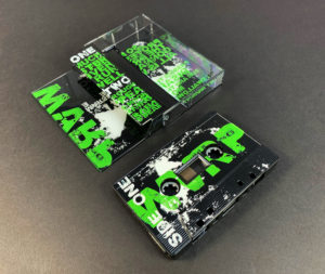 Black cassette shells with full colour on-body print in clear cases with full on-body colour print