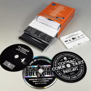 Custom 'soda box' set with three CDs in digipaks and a jewel case, plus a cassette tape