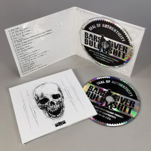 Four page CD digipaks with silver top discs with a partial black print