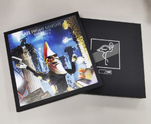 12 inch vinyl black boxset with full colour UV-LED lid printing and white hot foil print base