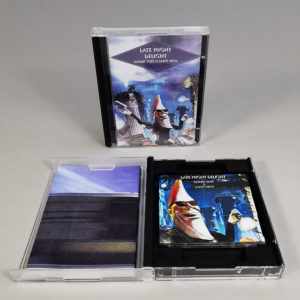 Clear MiniDiscs with full colour front and back print in full size cases with 8 panel roll fold insert