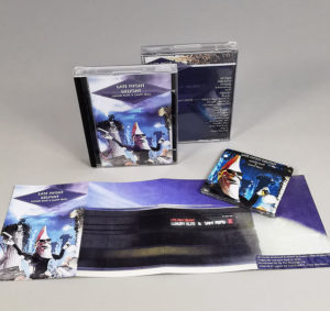 Clear MiniDiscs with full colour front and back print in full size cases with 8 panel roll fold insert