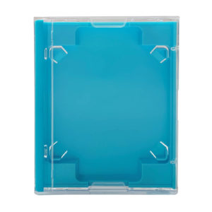 Full size MiniDisc case with a light blue inner tray
