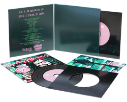 Vinyl CDs in record-style sleeves with outer printed 4 page gatefold walletss