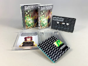 Black cassette tapes and MiniDiscs in full size MiniDisc cases