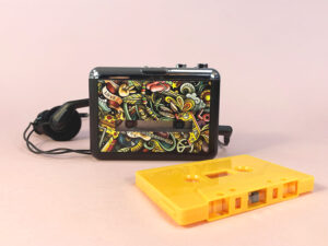 Portable stereo cassette tape player with full colour on-body printing