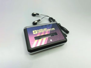 Portable stereo cassette tape player with full colour on-body printing