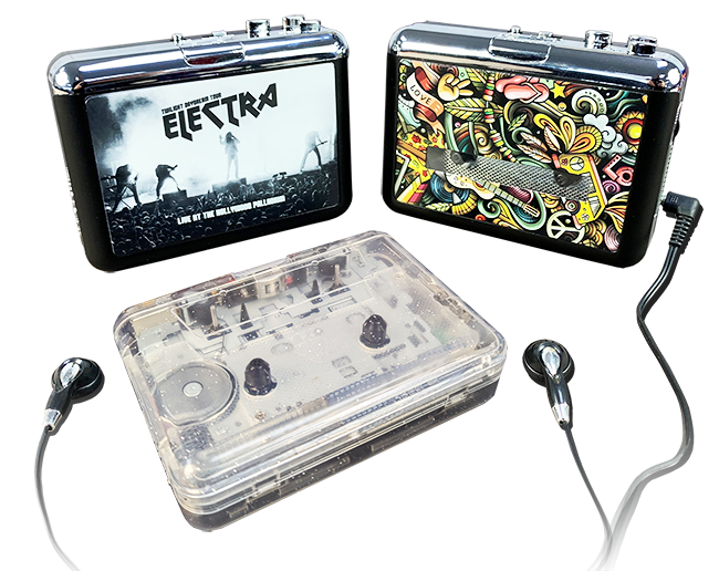 Custom printed portable stereo cassette tape players