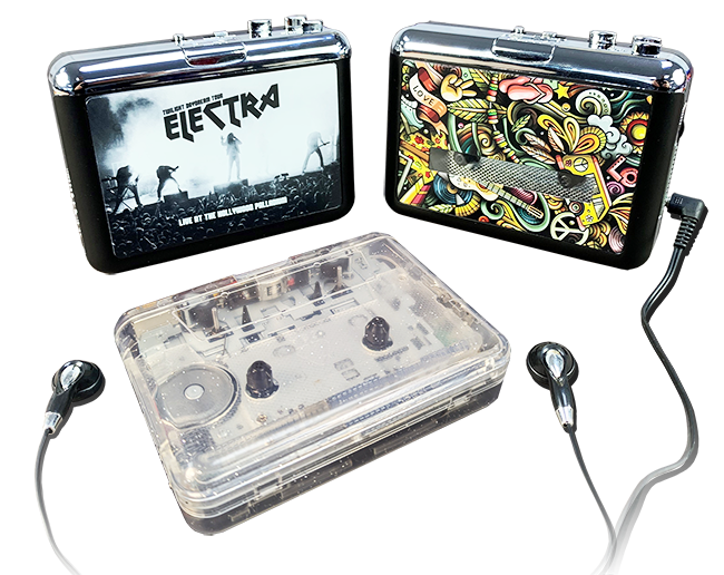 Custom printed portable stereo cassette tape players