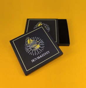 Black CD matchboxes with full colour UV-LED print