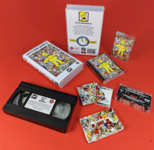 A matching set of VHS tapes, cassettes, and MiniDiscs with on-body print, labels, inserts and cases.