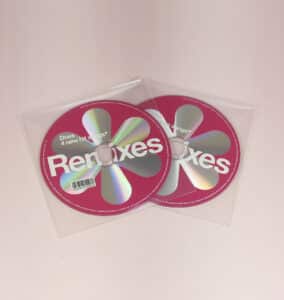 Partial coverage CD prints in clear plastic wallets