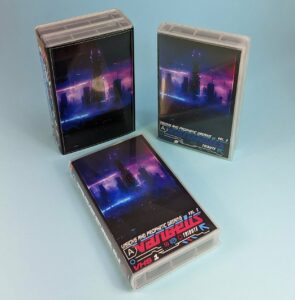 Double VHS set with full colour on-body printing and custom double VHS case O-card