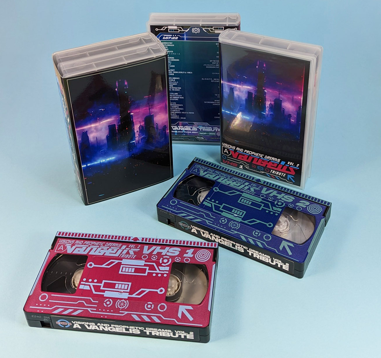 Double VHS set with full colour on-body printing and custom double VHS case O-card