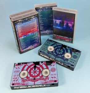 Double VHS set with full colour on-body printing and custom double VHS case O-card