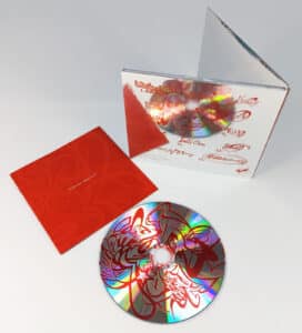Four page CD digipaks with booklets, printed on silver mirrorboard