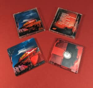 Clear MiniDiscs with a partial white base to create transparent red areas for Wolfclub and their Desert Hearts release