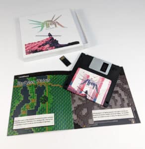 Black floppy disk USBs in printed matchboxes with holographic foil printing and booklets