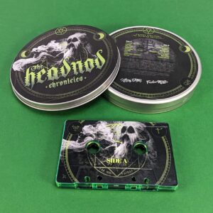 Transparent green tapes in metal tins with full colour lid and base printing