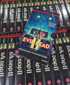 Evil Dead II VHS tapes in printed slipcases