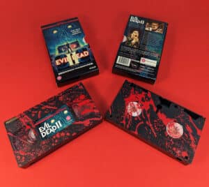Evil Dead II VHS tapes in printed slipcases